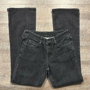 Eddie Bauer distressed back/gray straight leg high waist denim jeans size 2reg